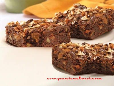 Brownie au chocolat noix et caramel
