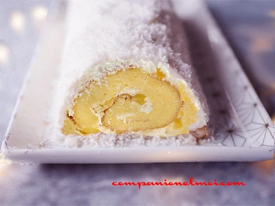 Bûche de noël ananas et noix de coco