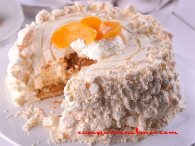 Gâteau meringué à la pêche ou chajá uruguayen