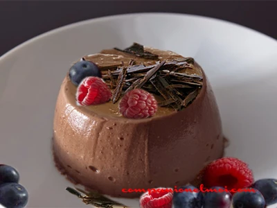 Panna cotta tout chocolat et fruits rouges