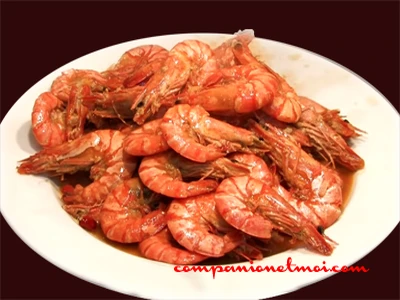 Crevettes sauce caramel