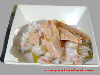 Macédoine de légumes au crabe et au thon