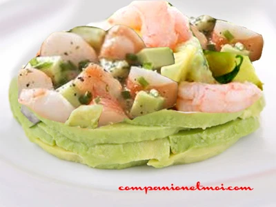 Salade d'avocats et crevettes