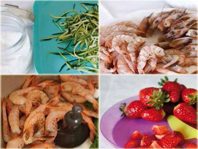 Recette Salade de crevettes courgettes et fraises