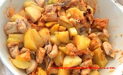 Salade de pommes de terre, anchois et poulet
