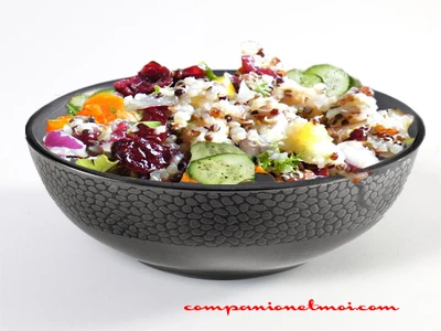 Salade de quinoa carottes concombre et fromage
