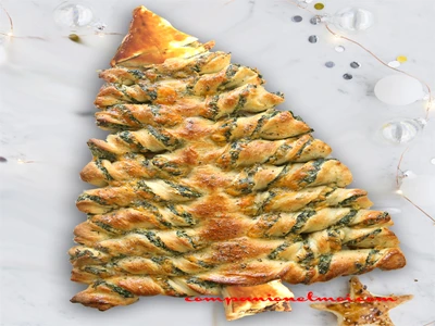 Sapin de noël feuilleté au pesto