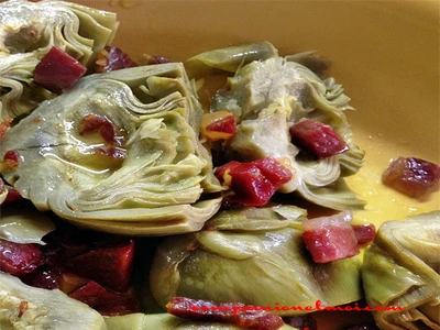 Artichauts sautés au jambon