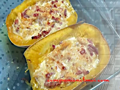 Courge spaghetti à la crème et aux lardons