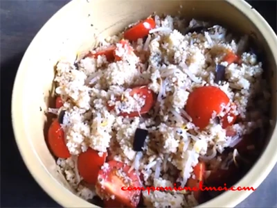 Couscous froid d'aubergine et de soja