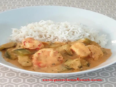 Curry de courgettes et de gambas au lait de coco