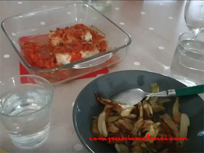 Dos de cabillaud à la tomate et au fenouil braisé