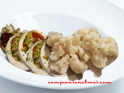 Filets de poulet farcis et chou-fleur vapeur