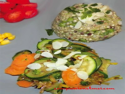 Graines de lin sarrasin et quinoa aux légumes