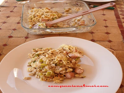 Gratin de crozets à la fondue de poireau et beaufort