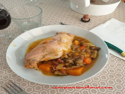 Lapin patate douce et champignons