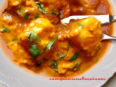 Lotte au lait de coco tomate gingembre et curcuma