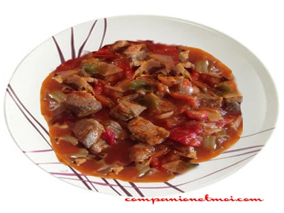 Maigre de porc à la tomate et aux poivrons
