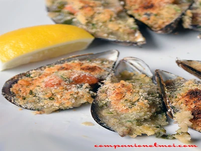 Moules farcies gratinées au jambon