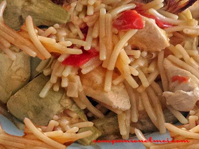 Nouilles aux artichauts et poulet