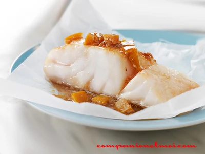 Papillote de cabillaud miel citron