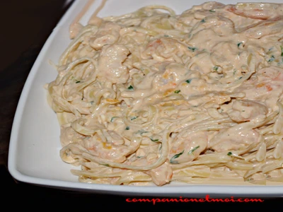 Pâtes aux crevettes sauce gin