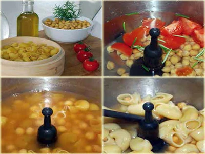 Préparation recette Pâtes aux pois chiches