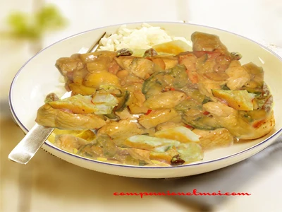 Poulet lait de coco ananas et raisins secs