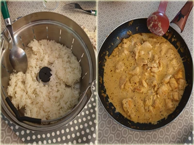 Poulet shahi korma et riz gluant