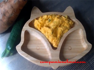 Purée de patate douce courgette et kiri pour bébé