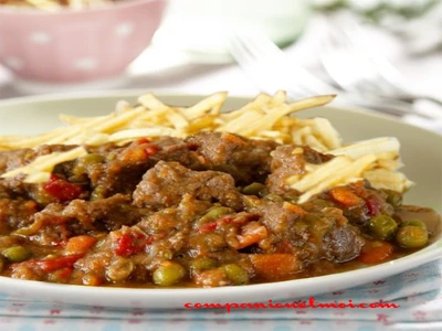 Ragout de bœuf aux poivrons et petits pois