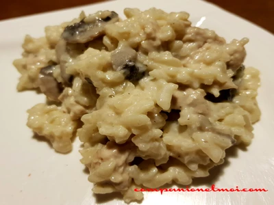 Risotto au poulet et aux champignons