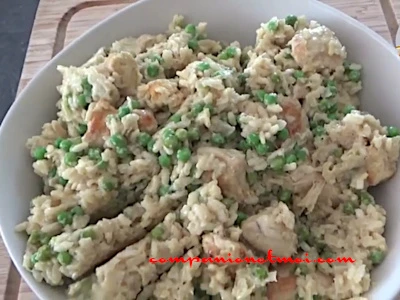 Risotto au poulet et petits pois