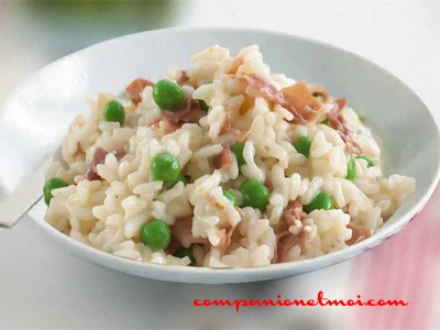 Risotto aux petits pois et au jambon de Parme