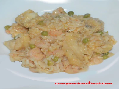 Riz à la morue et aux crevettes