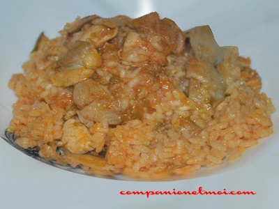 Riz au poulet et aux champignons