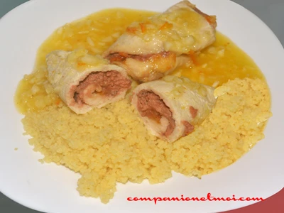Rouleaux de poulet au foie gras et orange amère
