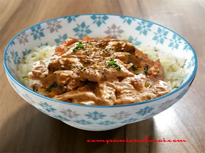 Stroganoff vegan aux protéines de soja