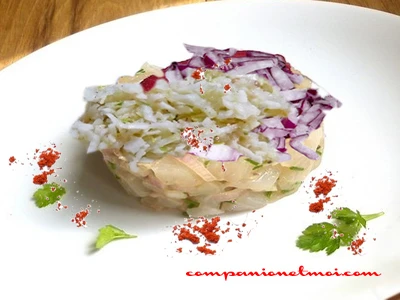 Tartare de bar oignon et radis blanc