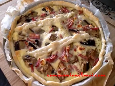 Tarte aux aubergines feta et jambon