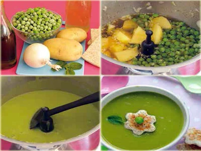 Crème de petits pois et pommes de terre
