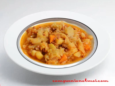 Soupe de légumes et jambon