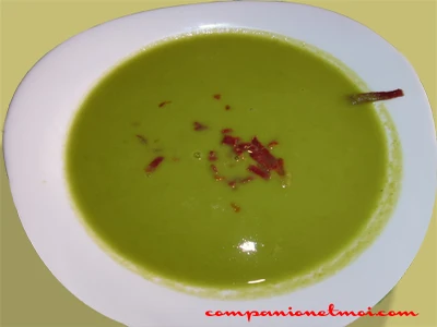 Soupe de petits pois au jambon
