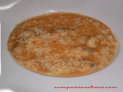 Soupe de riz lotte et gambas