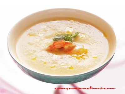 Velouté de fenouil et crevettes