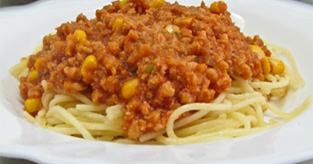 Spaghetti bolognaises vegan aux protéines de soja