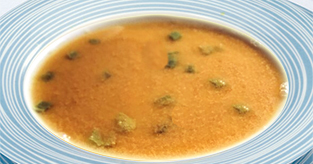 Soupe angolaise oignon poivron et beurre de cacahuètes
